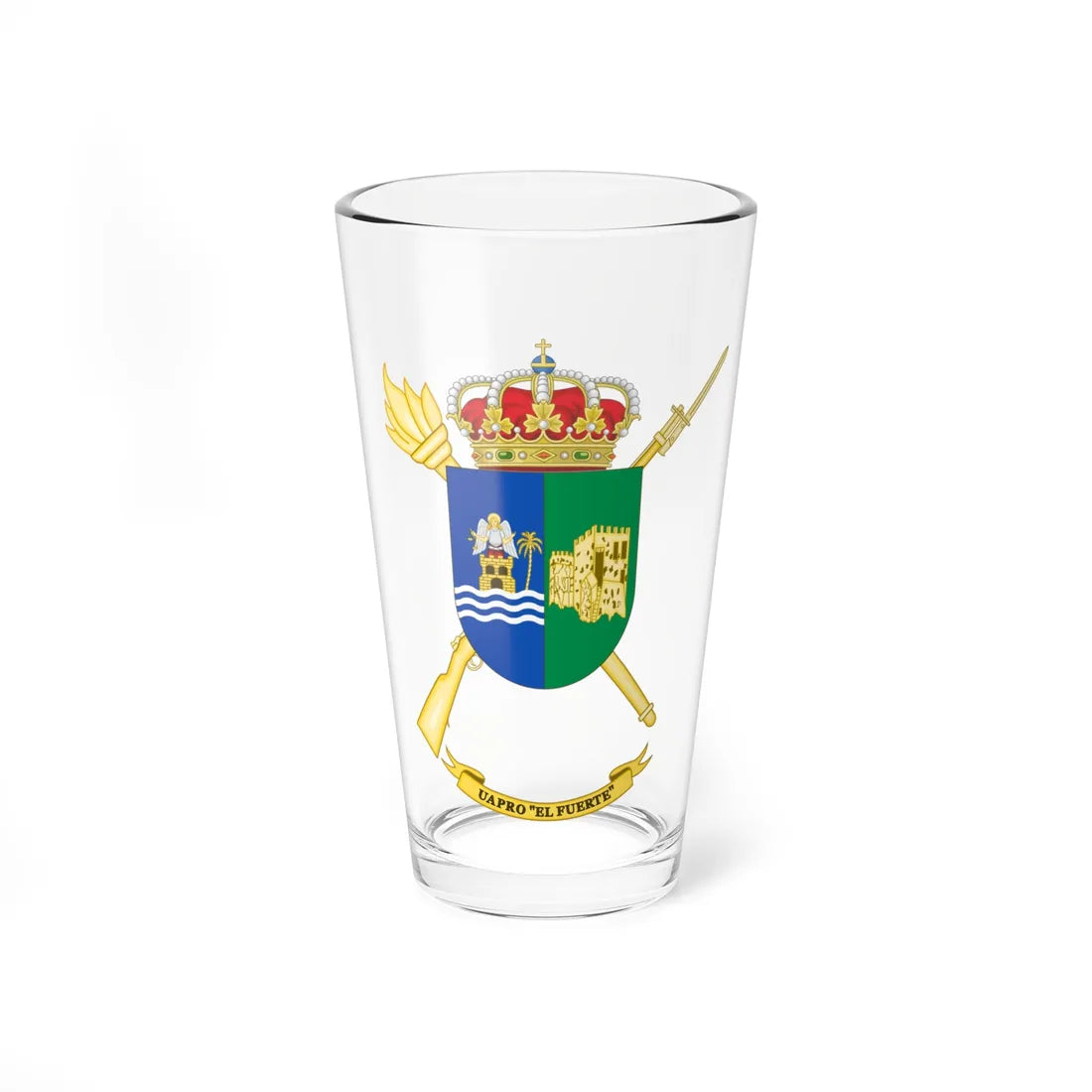 Coat of Arms of the Spanish Army Projection Support Unit El Fuerte (Spain) (Coat of Arms) Pint Glass 16oz 16oz - Go Mug Yourself