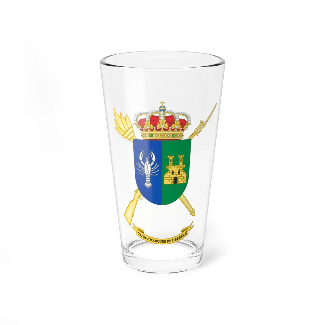 Coat of Arms of the Spanish Army Projection Support Unit (Spain) (Coat of Arms) Pint Glass 16oz 16oz - Go Mug Yourself