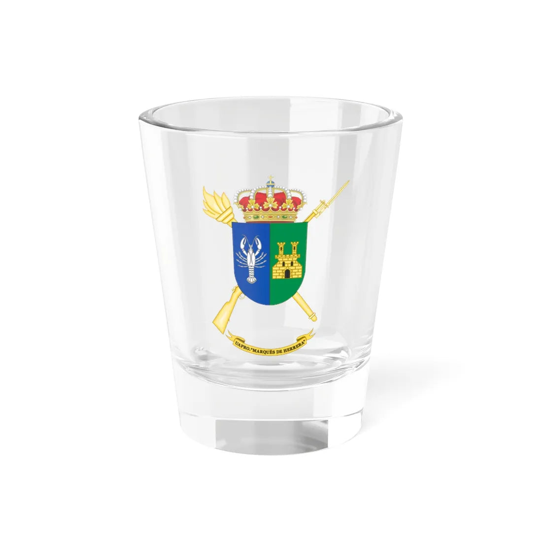 Coat of Arms of the Spanish Army Projection Support Unit (Spain) (Coat of Arms) Shot Glass 1.5oz 1.5oz - Go Mug Yourself