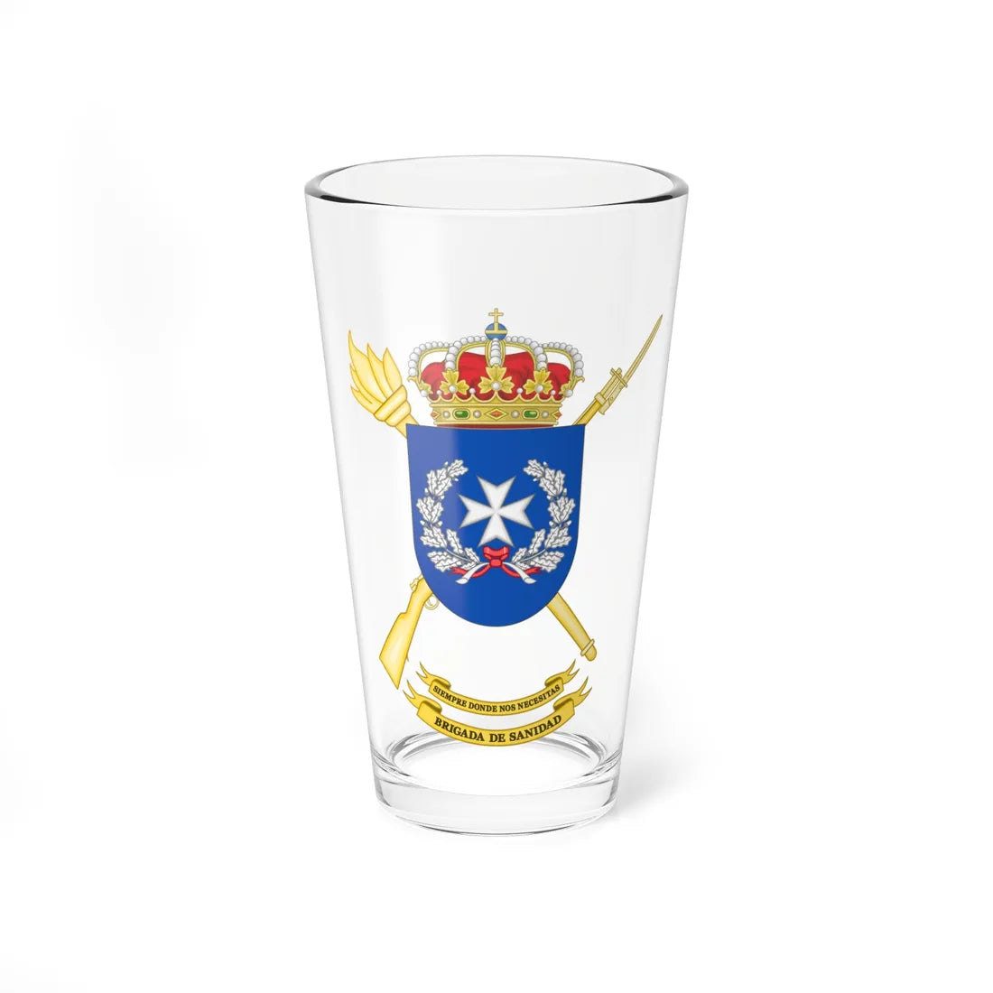 Coat of Arms of the Spanish Army Sanitary Brigade (Spain) (Coat of Arms) Pint Glass 16oz 16oz - Go Mug Yourself