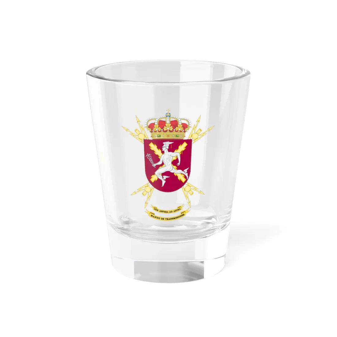 Coat of Arms of the Spanish Army Signal Command (Spain) (Coat of Arms) Shot Glass 1.5oz 1.5oz - Go Mug Yourself