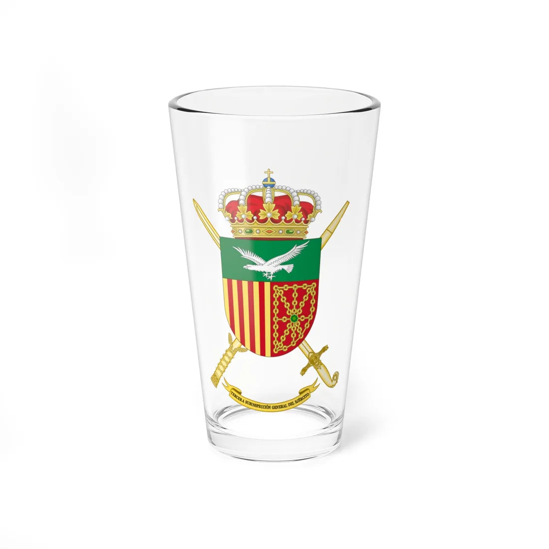 Coat of Arms of the Spanish Army Third Deputy Inspector Generals Office (Spain) (Coat of Arms) Pint Glass 16oz 16oz - Go Mug Yourself