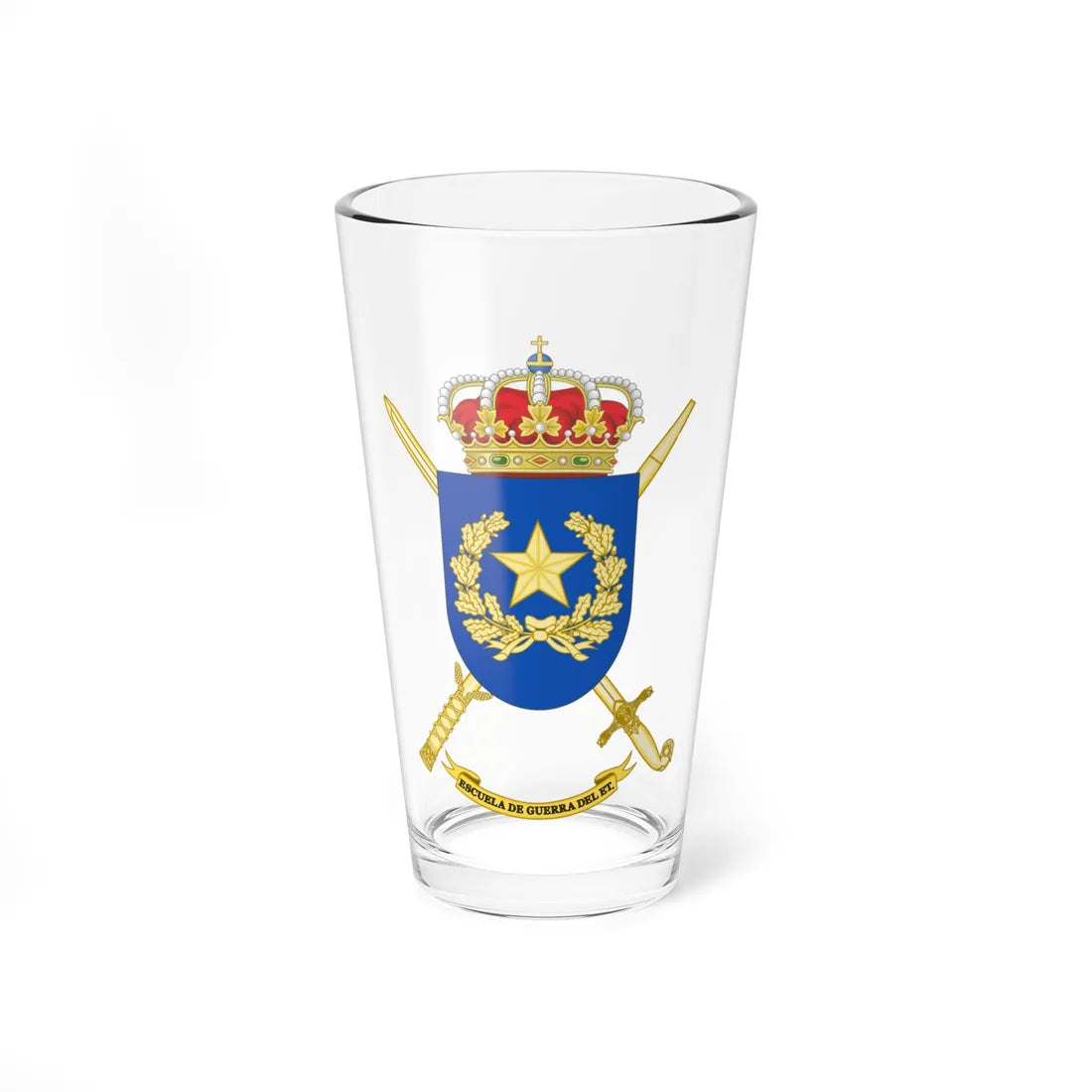 Coat of Arms of the Spanish Army War College (Spain) (Coat of Arms) Pint Glass 16oz 16oz - Go Mug Yourself