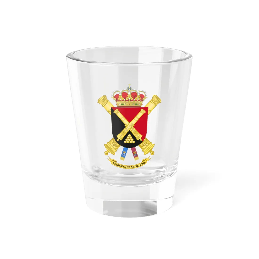 Coat of Arms of the Spanish Artillery Academy Common variant (Spain) (Coat of Arms) Shot Glass 1.5oz 1.5oz - Go Mug Yourself