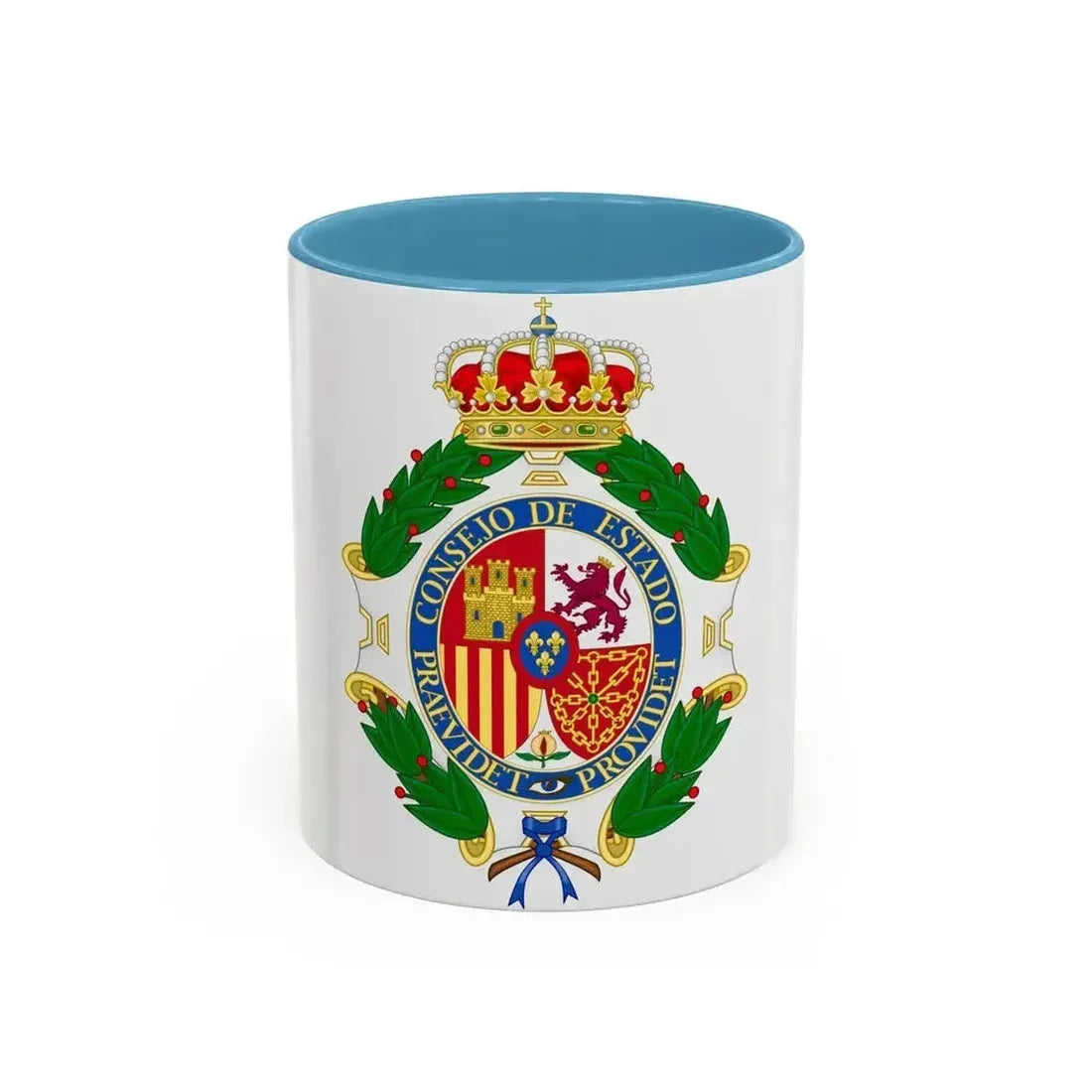 Coat of Arms of the Spanish Council of State - Accent Coffee Mug 11oz Light Blue - Go Mug Yourself