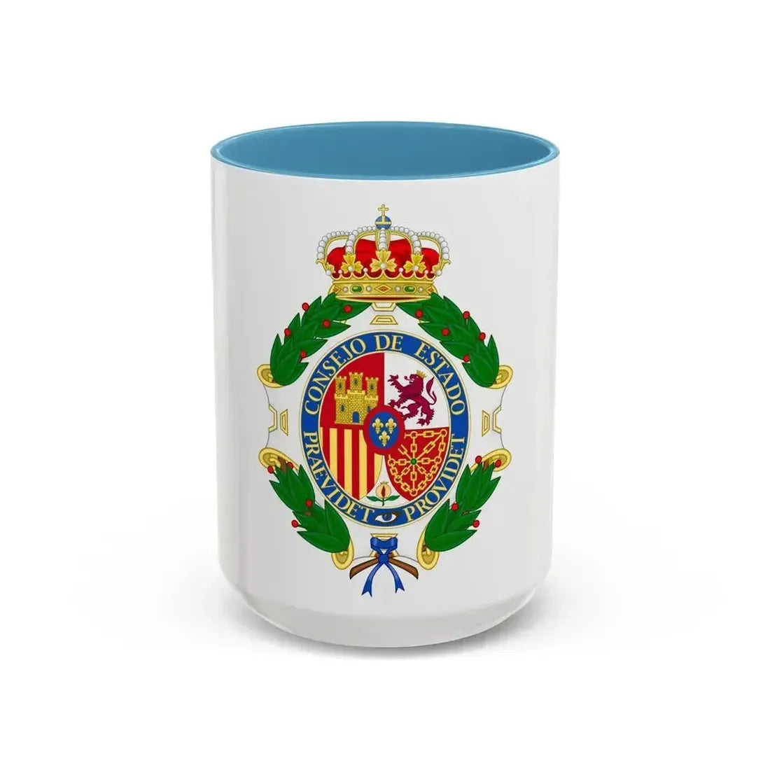 Coat of Arms of the Spanish Council of State - Accent Coffee Mug 15oz Light Blue - Go Mug Yourself