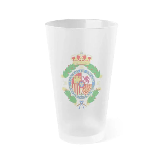 Coat of Arms of the Spanish Council of State - Frosted Pint Glass 16oz 16oz Frosted - Go Mug Yourself
