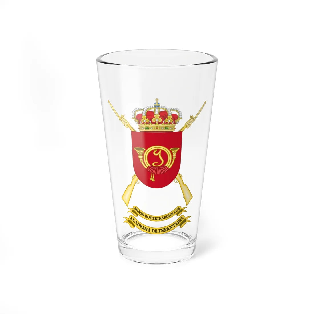Coat of Arms of the Spanish Infantry Academy Common variant (Spain) (Coat of Arms) Pint Glass 16oz 16oz - Go Mug Yourself