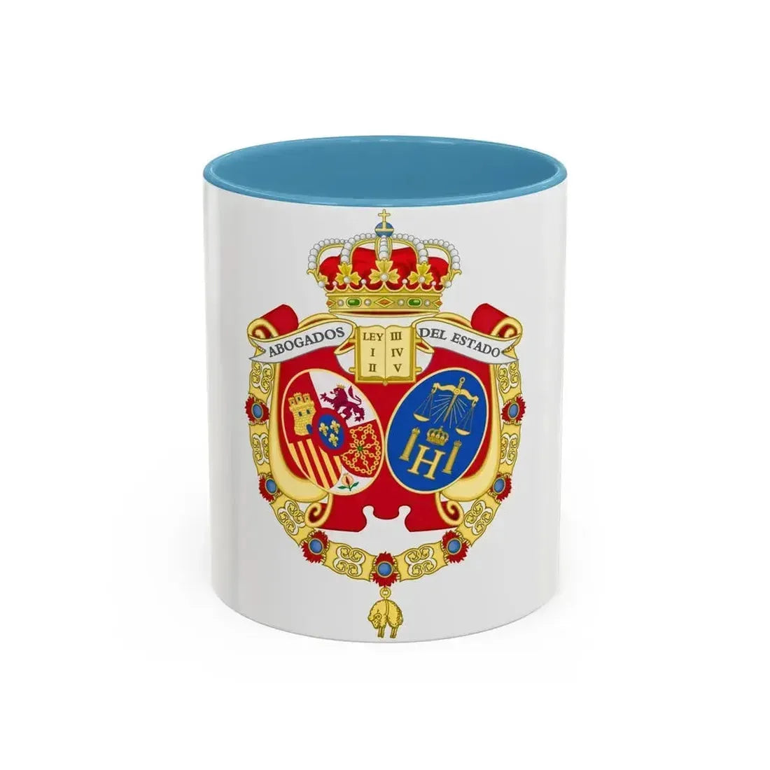 Coat of Arms of the Spanish Legal Representatives of the State - Accent Coffee Mug 11oz Light Blue - Go Mug Yourself