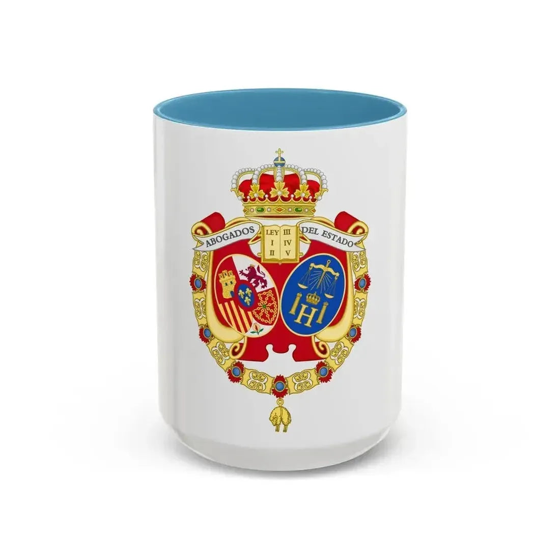 Coat of Arms of the Spanish Legal Representatives of the State - Accent Coffee Mug 15oz Light Blue - Go Mug Yourself