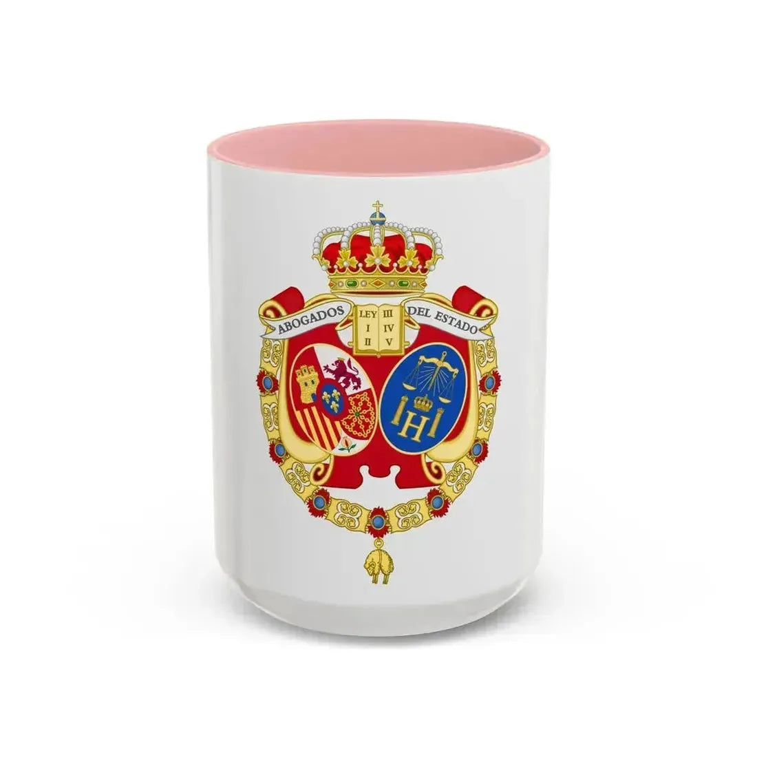 Coat of Arms of the Spanish Legal Representatives of the State - Accent Coffee Mug 15oz Pink - Go Mug Yourself