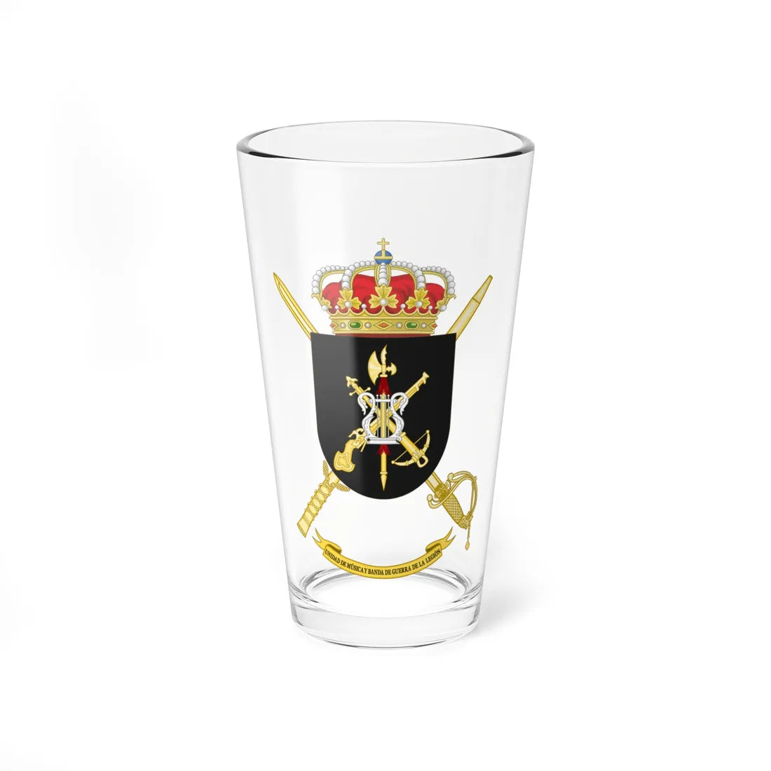 Coat of Arms of the Spanish Legion Band (Spain) (Coat of Arms) Pint Glass 16oz 16oz - Go Mug Yourself