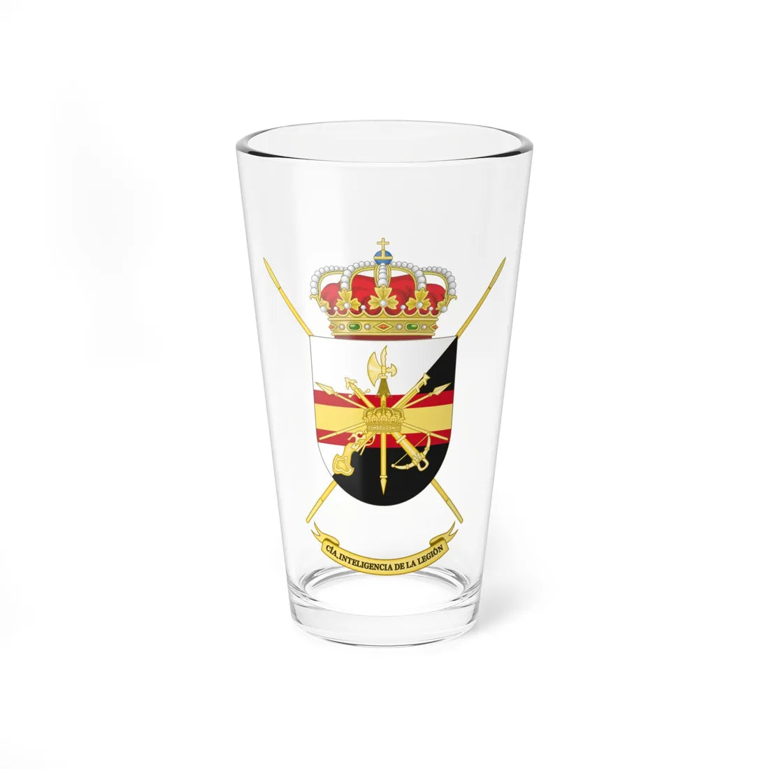 Coat of Arms of the Spanish Legion Intelligence Company (Spain) (Coat of Arms) Pint Glass 16oz 16oz - Go Mug Yourself