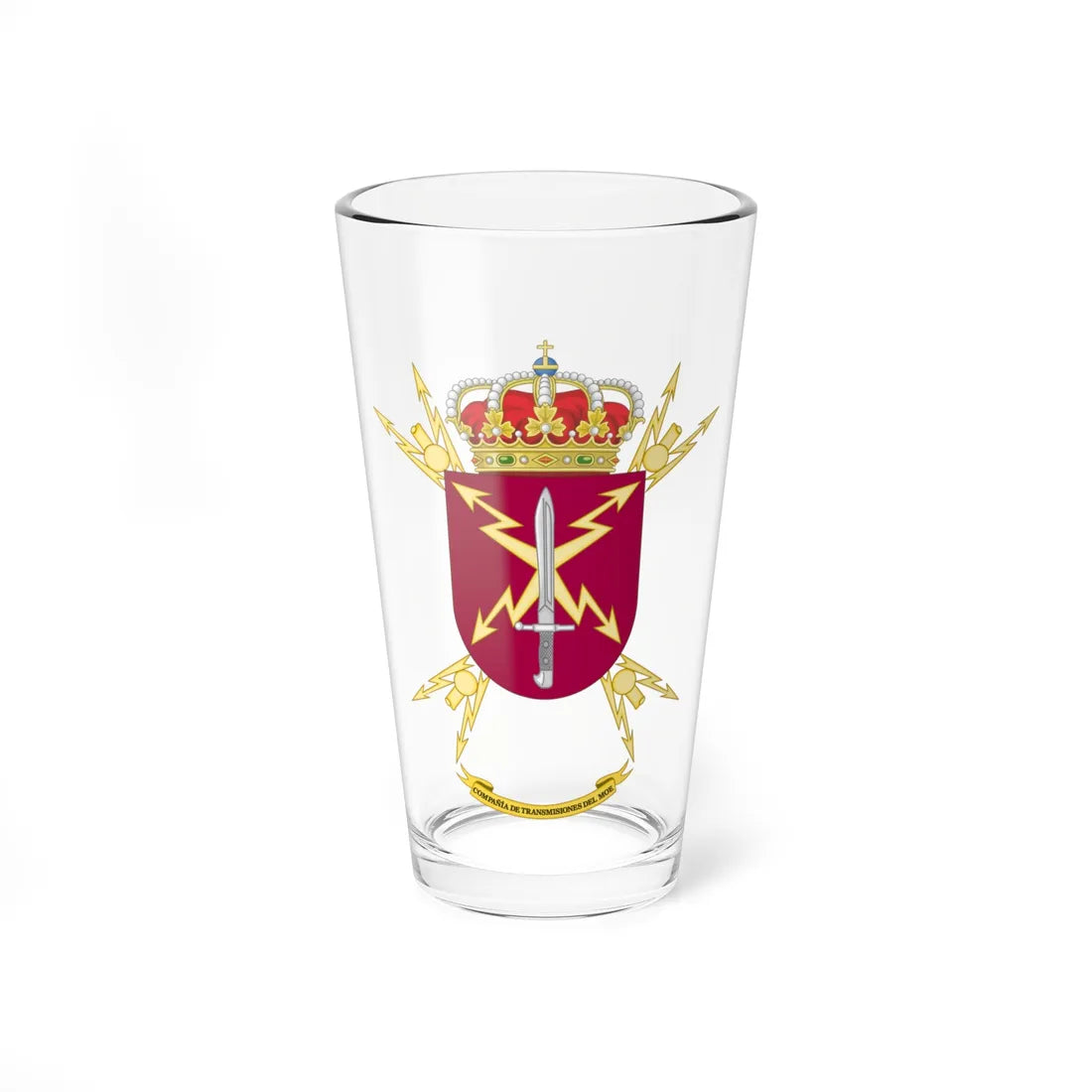 Coat of Arms of the Special Operations Command Signals Company (Spain) (Coat of Arms) Pint Glass 16oz 16oz - Go Mug Yourself