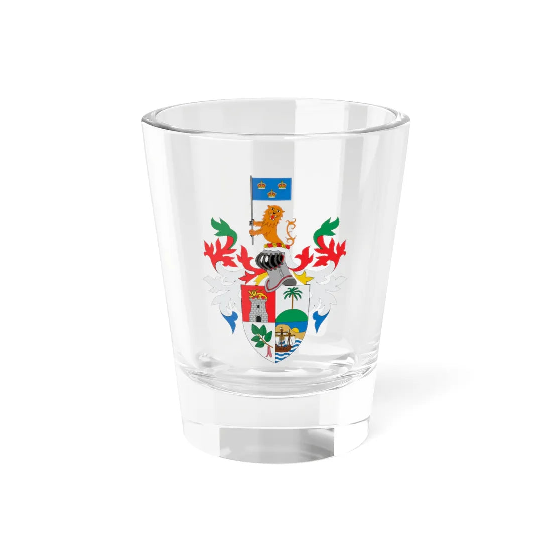 Coat of arms of the Straits Settlements (Malaysia) (Coat of Arms) Shot Glass 1.5oz 1.5oz - Go Mug Yourself