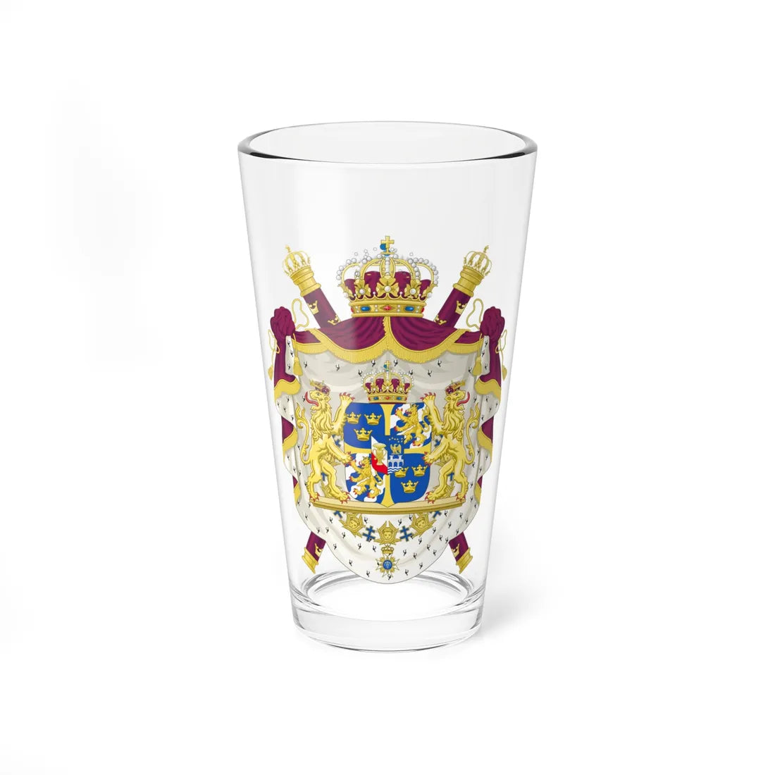 Coat of arms of the Swedish Riksmarskalk (Sweden) (Coat of Arms) Pint Glass 16oz 16oz - Go Mug Yourself