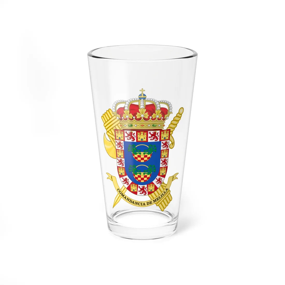 Coat of Arms of the the Guardia Civil Melilla Command (Spain) (Coat of Arms) Pint Glass 16oz 16oz - Go Mug Yourself