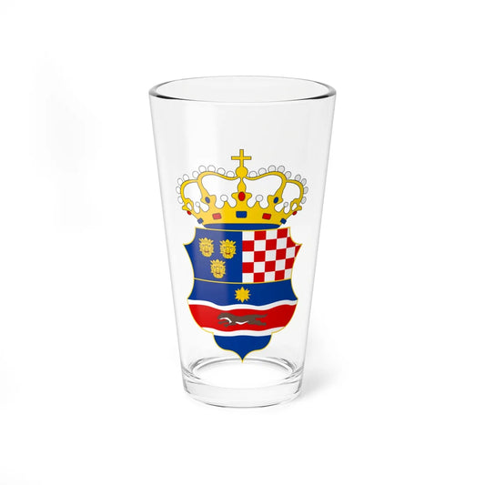Coat of arms of the Triune Kingdom of Croatia Slavonia and Dalmatia (Croatia) (Coat of Arms) Pint Glass 16oz 16oz - Go Mug Yourself
