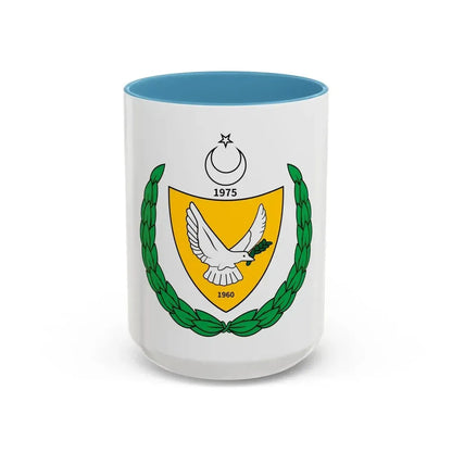 Coat of arms of the Turkish Federated State of Cyprus - Accent Coffee Mug 15oz Light Blue - Go Mug Yourself