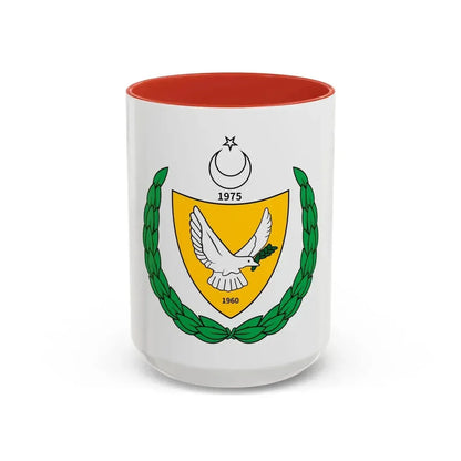Coat of arms of the Turkish Federated State of Cyprus - Accent Coffee Mug 15oz Red - Go Mug Yourself