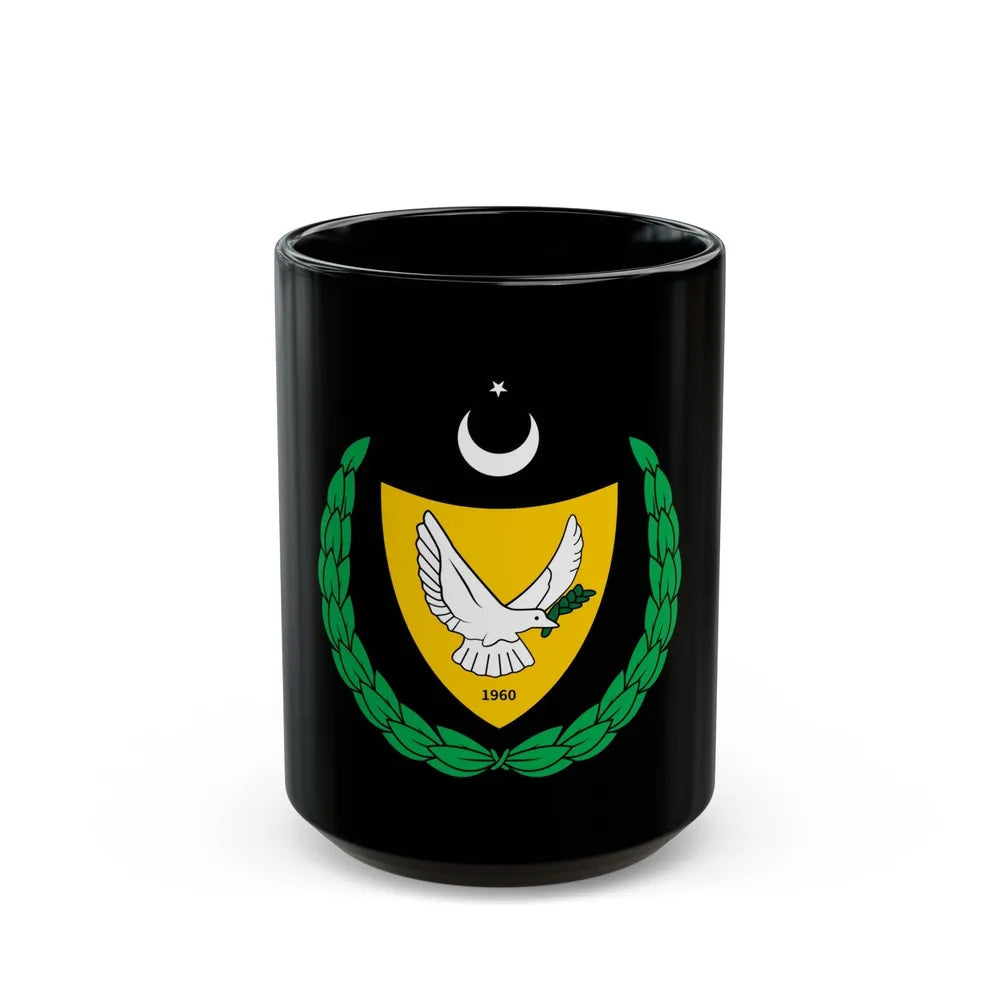 Coat of arms of the Turkish Federated State of Cyprus - Black Coffee Mug-15oz-Go Mug Yourself