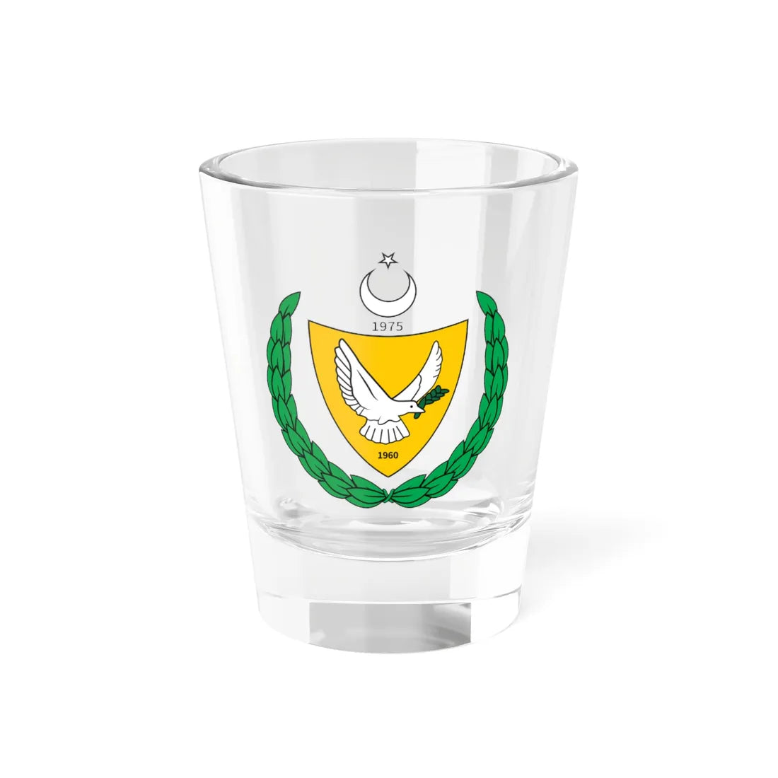 Coat of arms of the Turkish Federated State of Cyprus (Cyprus) (Coat of Arms) Shot Glass 1.5oz 1.5oz - Go Mug Yourself
