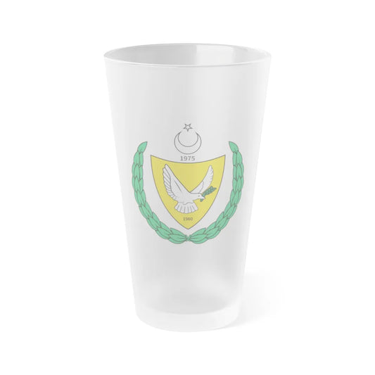 Coat of arms of the Turkish Federated State of Cyprus - Frosted Pint Glass 16oz-16oz-Frosted-Go Mug Yourself