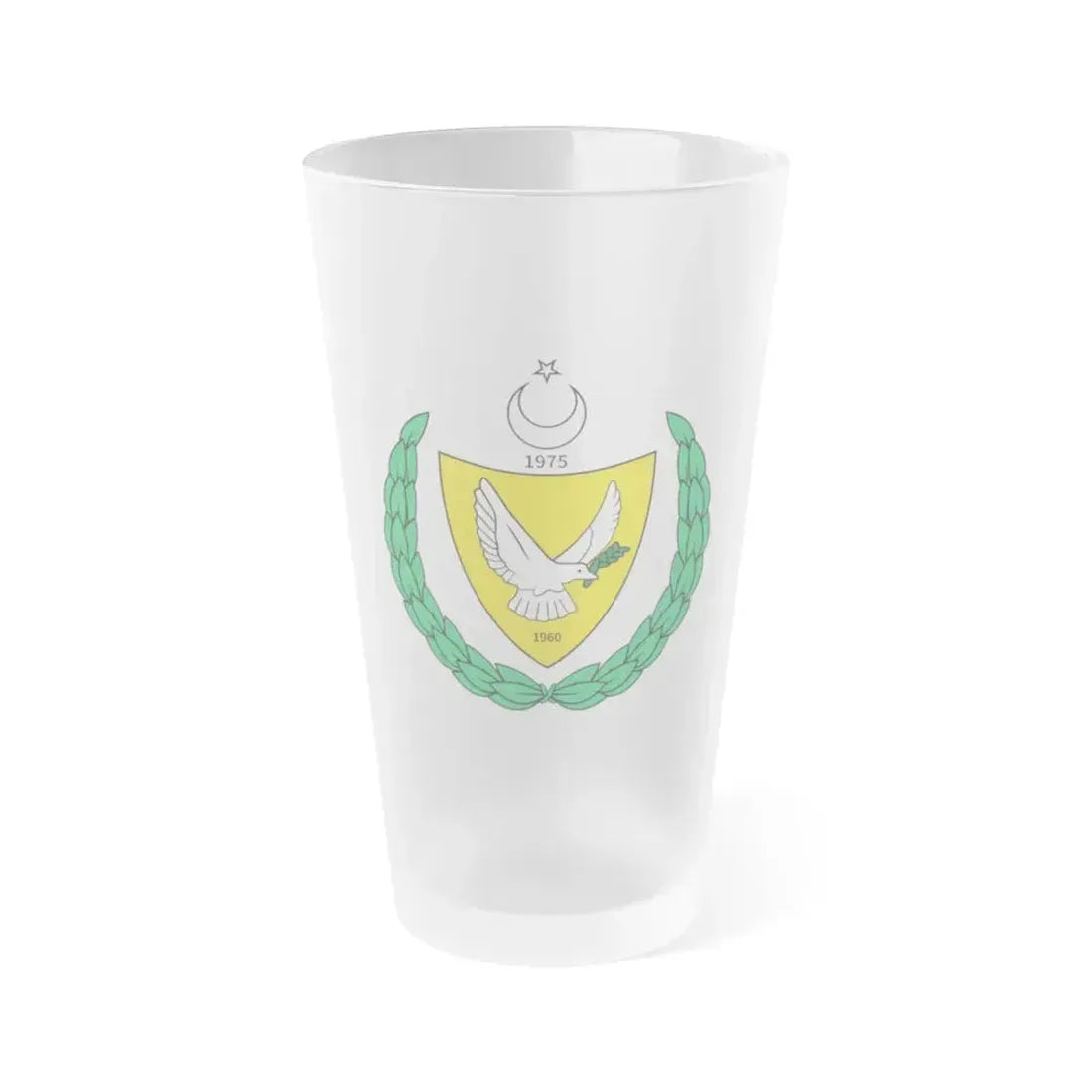 Coat of arms of the Turkish Federated State of Cyprus - Frosted Pint Glass 16oz 16oz Frosted - Go Mug Yourself
