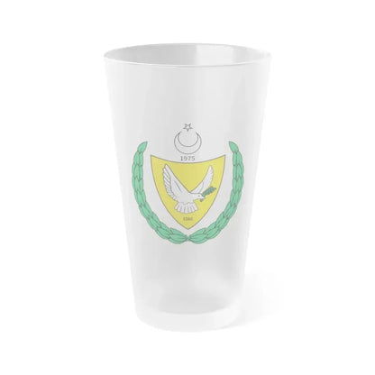 Coat of arms of the Turkish Federated State of Cyprus - Frosted Pint Glass 16oz 16oz Frosted - Go Mug Yourself