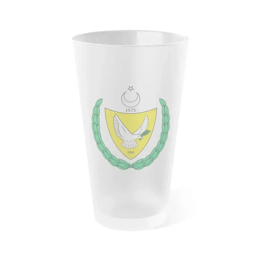 Coat of arms of the Turkish Federated State of Cyprus - Frosted Pint Glass 16oz 16oz Frosted - Go Mug Yourself