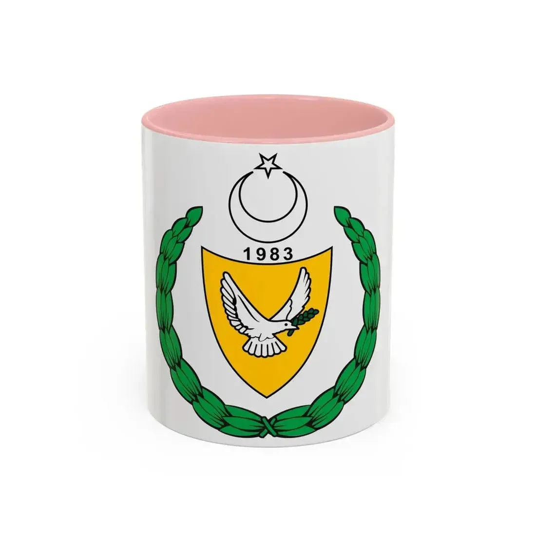 Coat of arms of the Turkish Republic of Northern Cyprus (1983-2007) - Accent Coffee Mug 11oz Pink - Go Mug Yourself