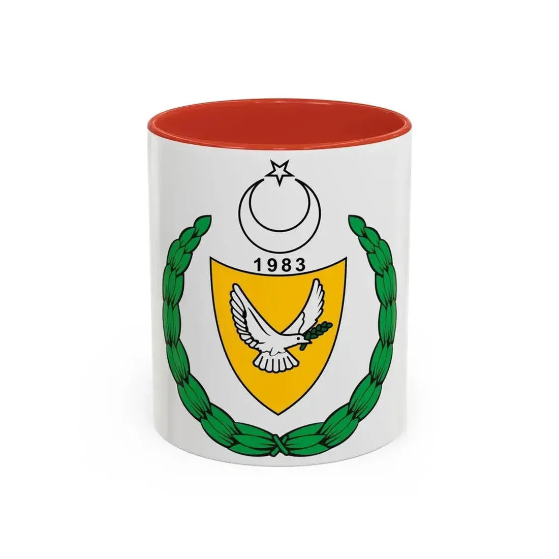 Coat of arms of the Turkish Republic of Northern Cyprus (1983-2007) - Accent Coffee Mug 11oz Red - Go Mug Yourself