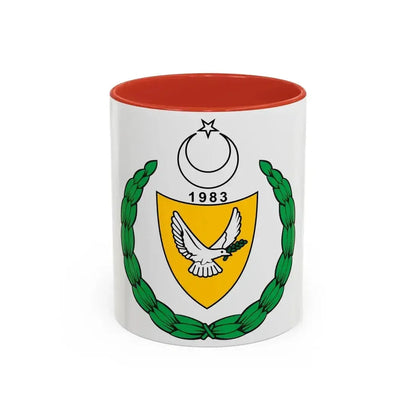 Coat of arms of the Turkish Republic of Northern Cyprus (1983-2007) - Accent Coffee Mug 11oz Red - Go Mug Yourself