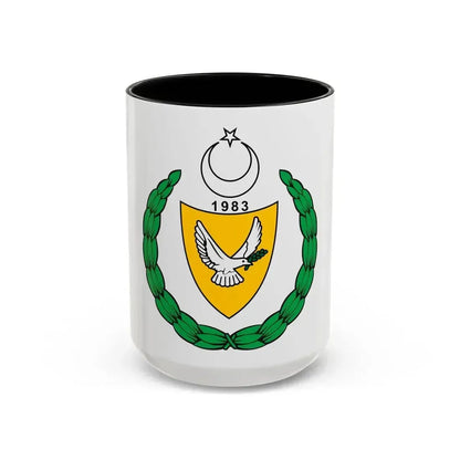 Coat of arms of the Turkish Republic of Northern Cyprus (1983-2007) - Accent Coffee Mug 15oz Black - Go Mug Yourself