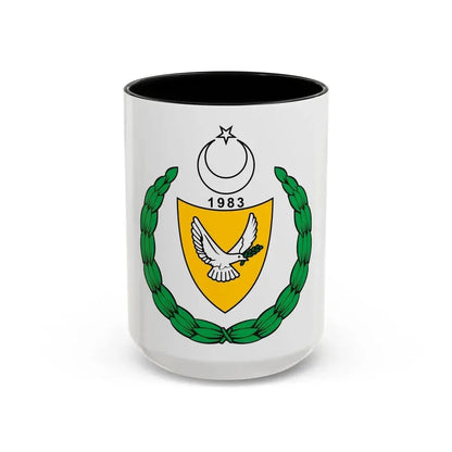 Coat of arms of the Turkish Republic of Northern Cyprus (1983-2007) - Accent Coffee Mug 15oz Black - Go Mug Yourself