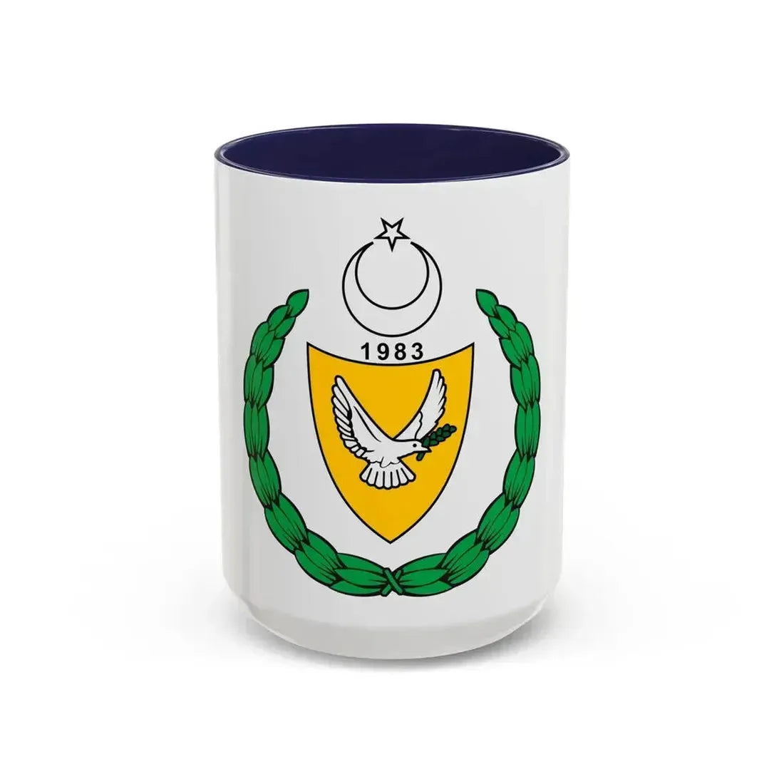 Coat of arms of the Turkish Republic of Northern Cyprus (1983-2007) - Accent Coffee Mug 15oz Navy - Go Mug Yourself