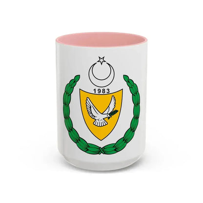 Coat of arms of the Turkish Republic of Northern Cyprus (1983-2007) - Accent Coffee Mug 15oz Pink - Go Mug Yourself