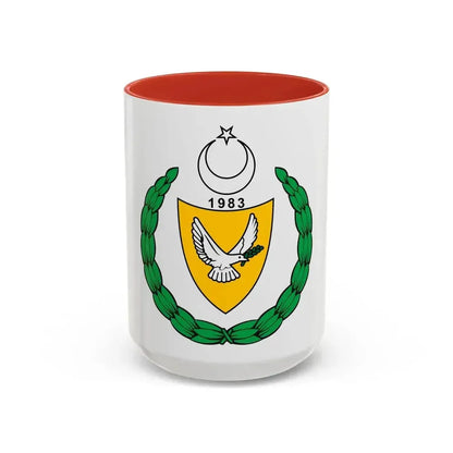 Coat of arms of the Turkish Republic of Northern Cyprus (1983-2007) - Accent Coffee Mug 15oz Red - Go Mug Yourself