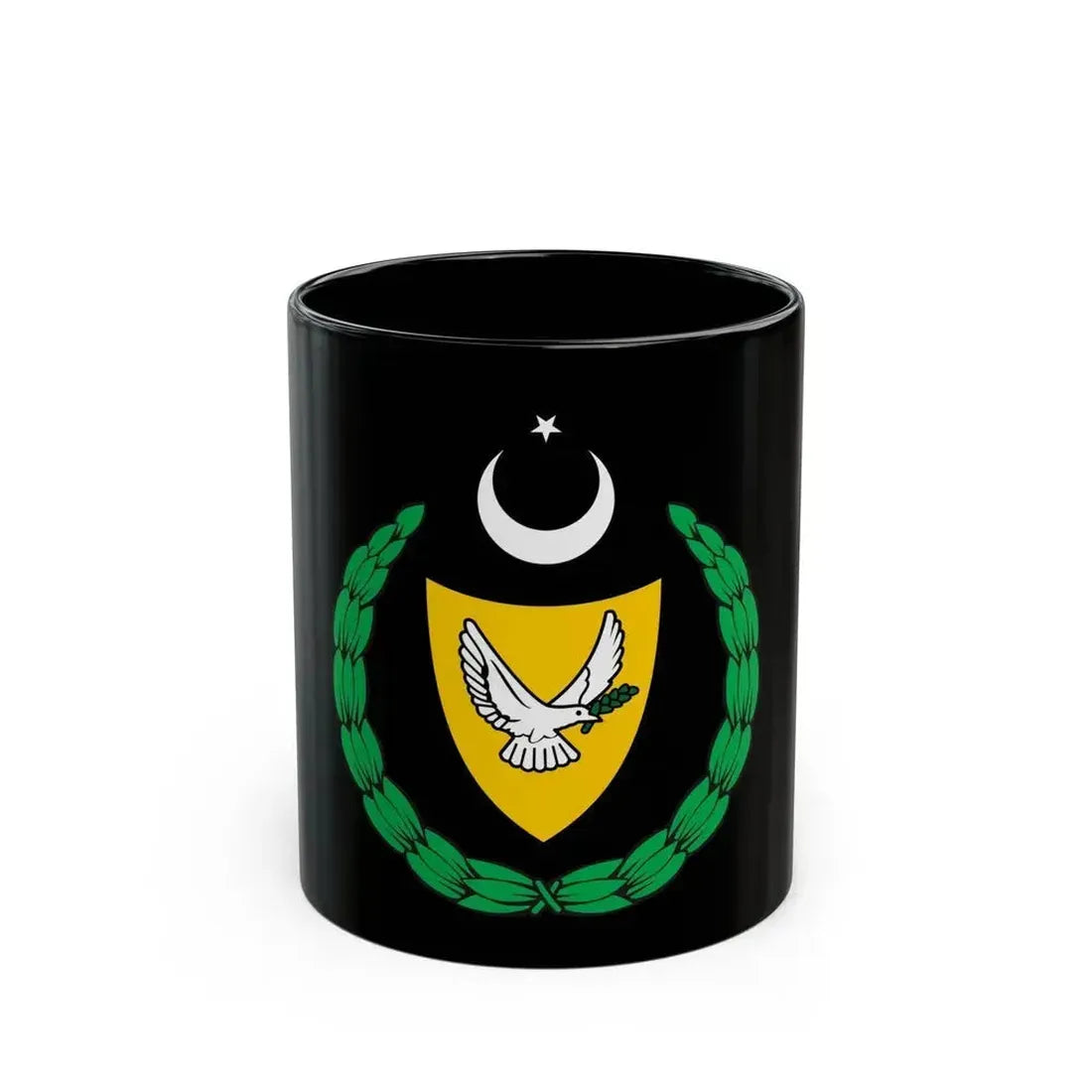 Coat of arms of the Turkish Republic of Northern Cyprus (1983-2007) - Black Coffee Mug 11oz - Go Mug Yourself