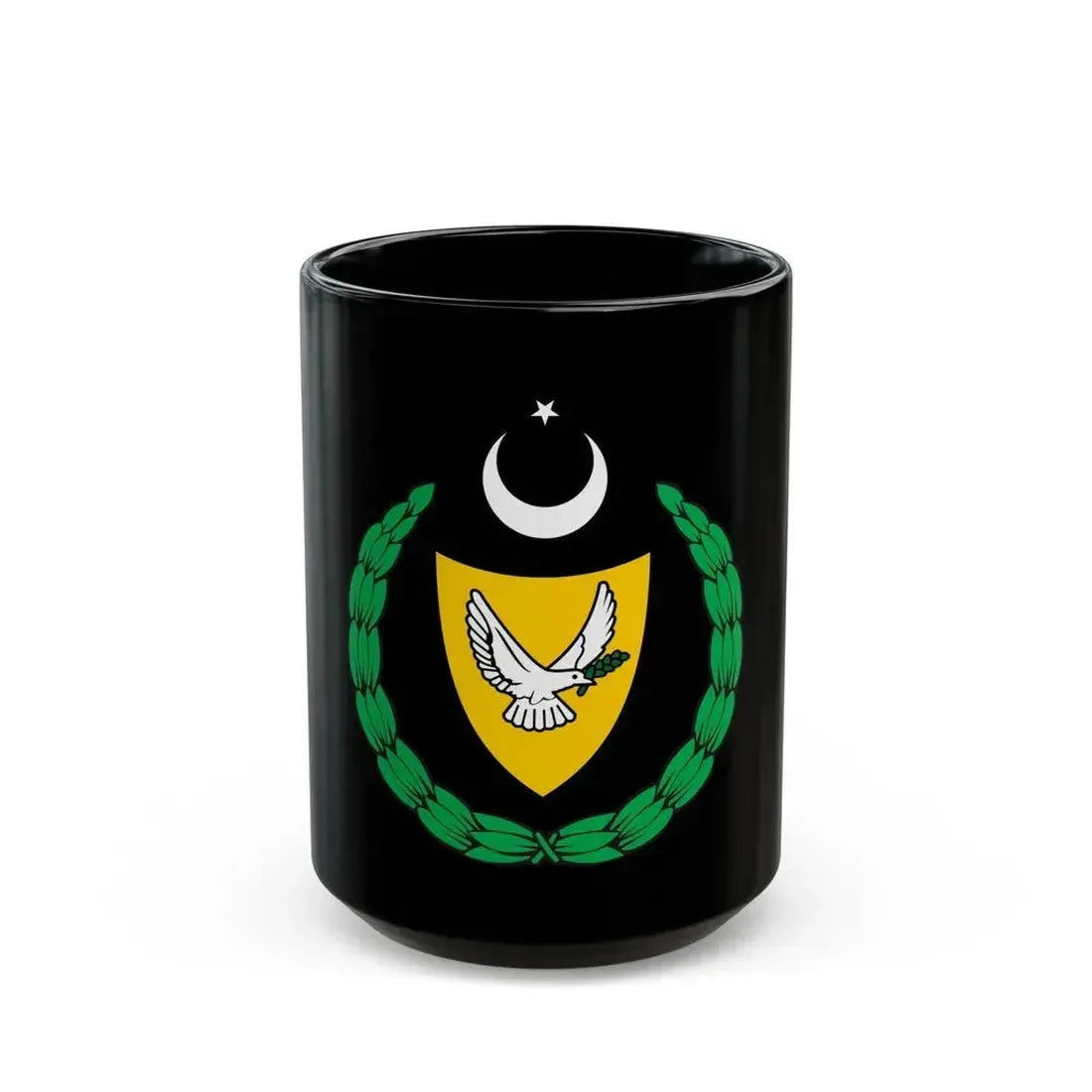 Coat of arms of the Turkish Republic of Northern Cyprus (1983-2007) - Black Coffee Mug 15oz - Go Mug Yourself