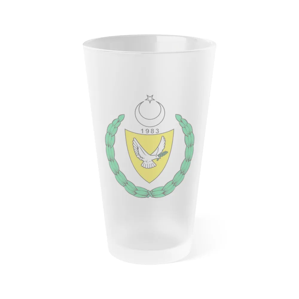 Coat of arms of the Turkish Republic of Northern Cyprus (1983-2007) - Frosted Pint Glass 16oz-16oz-Frosted-Go Mug Yourself