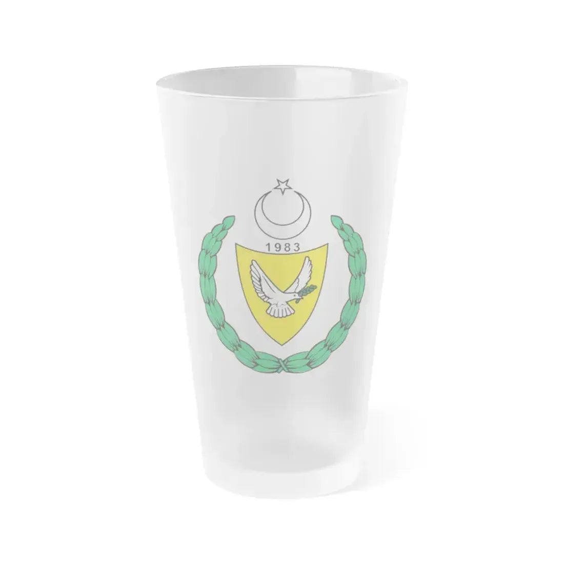 Coat of arms of the Turkish Republic of Northern Cyprus (1983-2007) - Frosted Pint Glass 16oz 16oz Frosted - Go Mug Yourself