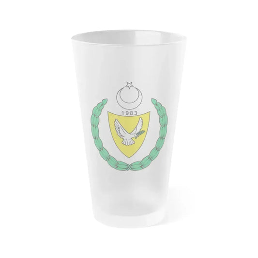 Coat of arms of the Turkish Republic of Northern Cyprus (1983-2007) - Frosted Pint Glass 16oz 16oz Frosted - Go Mug Yourself