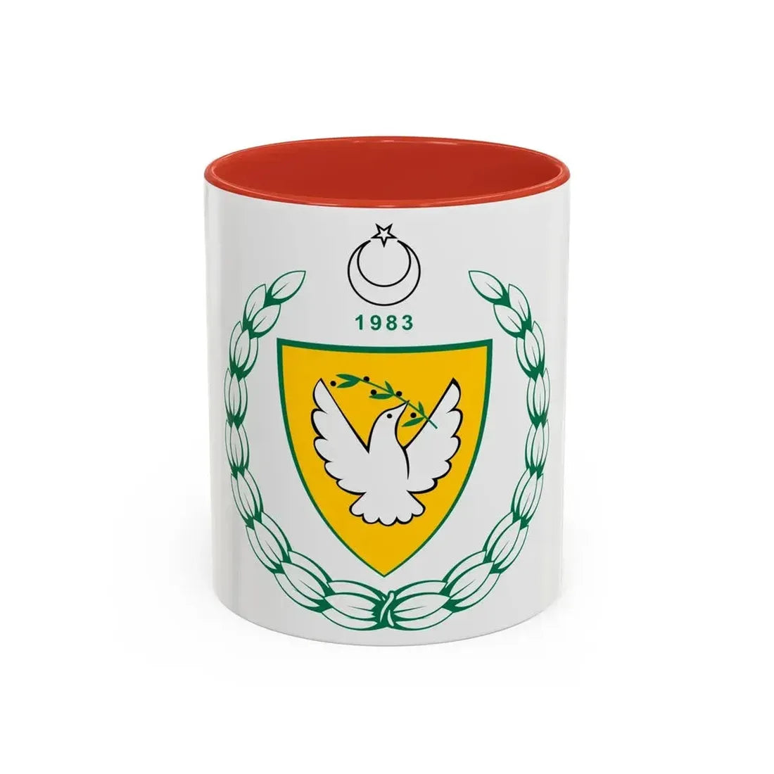 Coat of arms of the Turkish Republic of Northern Cyprus - Accent Coffee Mug 11oz Red - Go Mug Yourself