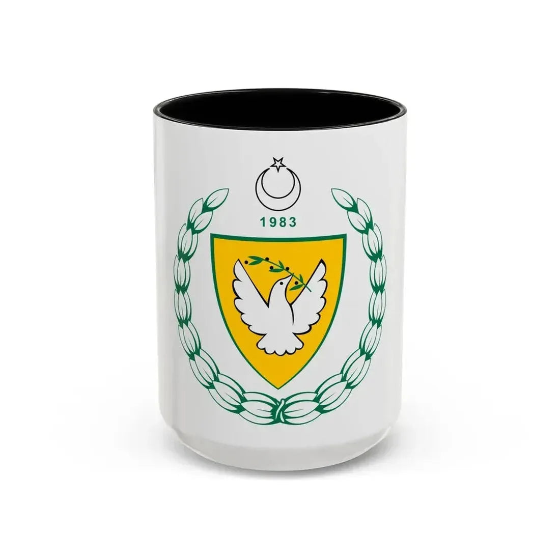 Coat of arms of the Turkish Republic of Northern Cyprus - Accent Coffee Mug 15oz Black - Go Mug Yourself