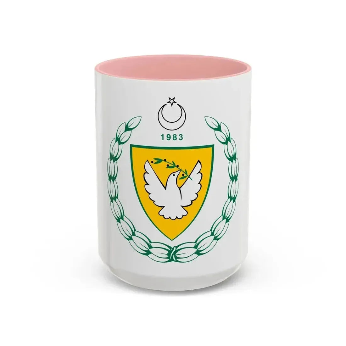 Coat of arms of the Turkish Republic of Northern Cyprus - Accent Coffee Mug 15oz Pink - Go Mug Yourself