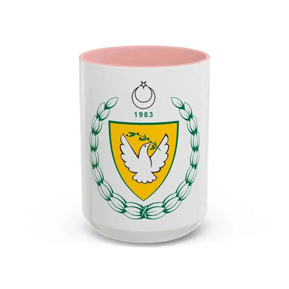 Coat of arms of the Turkish Republic of Northern Cyprus - Accent Coffee Mug 15oz Pink - Go Mug Yourself