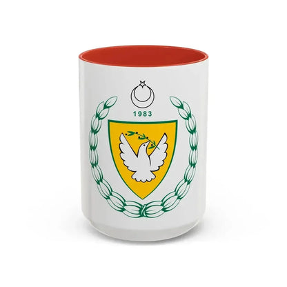 Coat of arms of the Turkish Republic of Northern Cyprus - Accent Coffee Mug 15oz Red - Go Mug Yourself