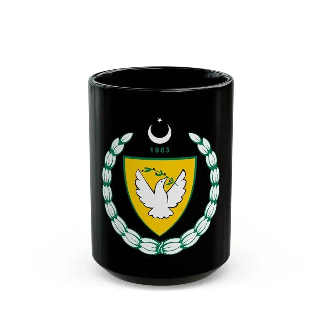Coat of arms of the Turkish Republic of Northern Cyprus - Black Coffee Mug 15oz - Go Mug Yourself