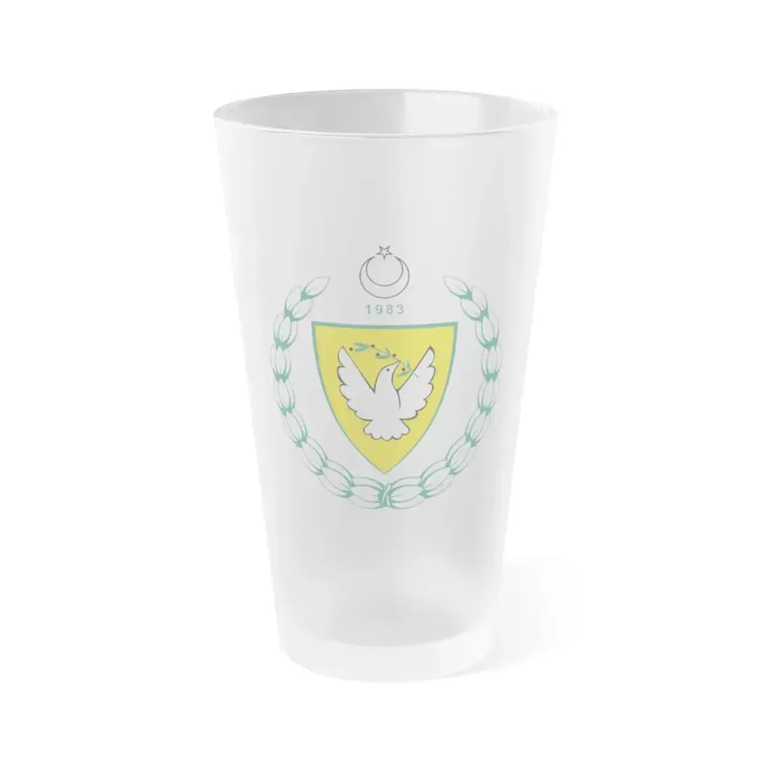 Coat of arms of the Turkish Republic of Northern Cyprus - Frosted Pint Glass 16oz 16oz Frosted - Go Mug Yourself